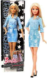 Mattel Barbie - Fashionistas - szőke Barbie farmer ruhában (DVX71)