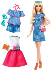Mattel Barbie - Fashionistas - szőke hajú, magas lány, kék ruhában rózsaszín retiküllel (DTF06)