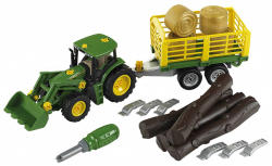 Klein John Deere traktor fa- és szalmaszállító utánfutóval (3906)