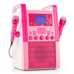 Auna KA8P-V2 PK karaoke renszer CD lejátszóval, AUX, 2 mikrofon, rózsaszín (KS1-KA8P-V2 Pk) (KS1-KA8P-V2 Pk)