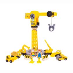 Bigjigs Toys Nagy sárga daru építkezési szett