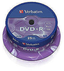 Verbatim DVD+R AZO 16X 4.7GB Wide Printable No ID Proffesional (43512)