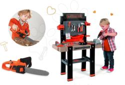 Smoby Set bancă de lucru Black&Decker Smoby cu maşină de găurit şi drujbă electronică (SM360702-1) Set bricolaj copii