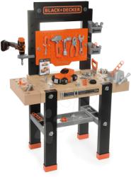 Smoby Bancă de lucru Black+Decker Smoby cu maşină mecanică de găurit, maşinuţă asamblabilă şi 92 de accesorii (SM360701)
