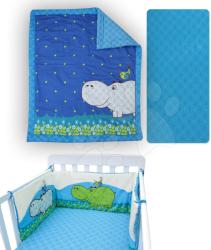 toTs Garnitură de pat bebe Joy toTs-smarTrike hipopotam pătură, cearşaf şi protector de cap 100% bumbac satinat albastru (TO240112)
