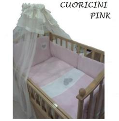 Nino Set Lenjerie de Pat 2 Piese Cuoricini Pink Lenjerii de pat bebelusi‎, patura bebelusi