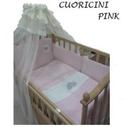 Nino Set Lenjerie de Pat 3 Piese Plus Cuoricini Pink Lenjerii de pat bebelusi‎, patura bebelusi