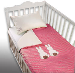 toTs Set de lenjerie pentru pătuț Joy toTs-smarTrike cu iepuraş cearșaf pentru plapumă și pernă 100% bumbac satin roz (TO280202) Lenjerii de pat bebelusi‎, patura bebelusi