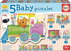 Educa Puzzle pentru cei mai mici Animale pe tren Baby Educa de la 24 de luni (EDU17142)