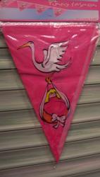  gólyás zászlógirland rózsaszín (2, 5 m)