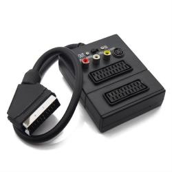  7636 Kettes Scart elosztó + 3RCA + S-VHS + kapcsoló 0, 5m