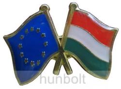  Kitűző, páros zászló EU-Magyar jelvény 26x15 mm
