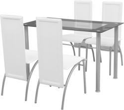 vidaXL Set masă cu scaune, 5 piese, Alb (242913)