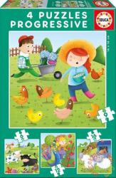 Educa Állatok a farmon 4 az 1-ben puzzle 6,9,12,16 db-ot (17145)