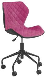 Scaun birou copii HM Matrix, Ergonomic, Cadru Metalic, Stofa/Piele ecologica, Roti pivotante, 100 Kg, Negru/Roz