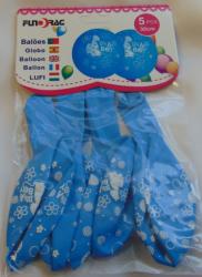  Baba születéses gumi lufi kisfiúknak -5 darabos kék léggömb szett-625182