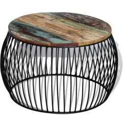 vidaXL Măsuță de cafea, 68x37 cm, lemn masiv reciclat, rotund (243300) Masa de cafea