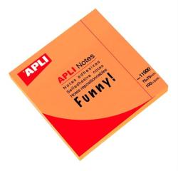 APLI Öntapadó jegyzettömb, 75x75 mm, 100 lap, APLI "Funny", neon narancs (LNP11900) - officesprint