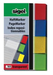 Sigel Jelölőcímke, műanyag, 4x40 lap, 20x50 mm, SIGEL "Clear", vegyes szín (SIHN670) - officesprint