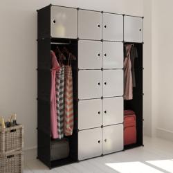 vidaXL Dulap modular 14 compartimente alb și negru 37 x 146 x 180, 5 cm (240499) Garderoba