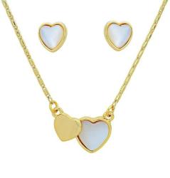  Arannyal bevont páros szív ékszerszett macskaszem opálokkal (0971. ) (K100037A-002)