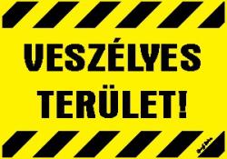  Veszélyes terület! sárga matrica tábla