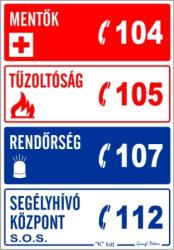  Mentők tűzoltóság rendőrség segélyhívószámok tábla matrica