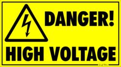  Danger high voltage (vigyázat magas feszültség) sárga tábla matrica