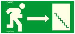  Menekülési irány jobbra lépcsős le fluor utánvilágító tábla matrica