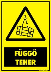  Függő teher figyelmeztető tábla matrica
