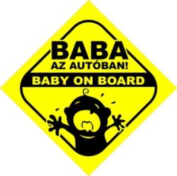 Baba az autóban! Baby on board tábla matrica