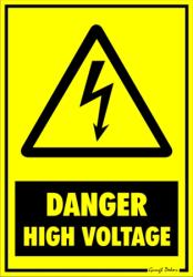  Danger high voltage (vigyázat magas feszültség) figyelmeztető tábla matrica