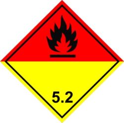 ADR 5.2 bárca Szerves peroxidok ( piros alapon fekete )