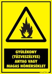  Gyúlékony (tűzveszélyes) anyag vagy magas hőmérséklet figyelmeztető tábla matrica