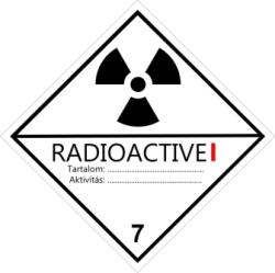  ADR 7A bárca Radioaktív anyagok