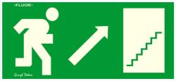  Menekülési irány jobbra fel lépcsős fel fluor utánvilágító tábla matrica