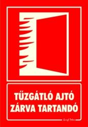  Tűzgátló ajtó zárva tartandó piktogrammal fluoros utánvilágító tábla matrica