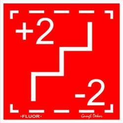  Lépcsőn elérhető szintek - Lépcsőház fluor utánvilágító tábla matrica