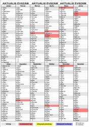  Éves A/1 -es Falinaptár névnapokkal írható felületekkel ünnepnapokkal ledolgozando szombatokkal