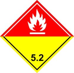ADR 5.2 bárca Szerves peroxidok ( piros alapon fehér )