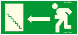  Menekülési irány balra lépcsős fel fluor utánvilágító tábla matrica