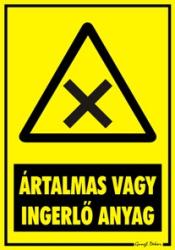  Ártalmas vagy ingerlő anyag figyelmeztető tábla matrica