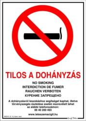 Tilos a dohányzás kormányrendelet alapján 5 nyelven piktogramos tábla matrica
