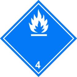 ADR 4.3 bárca Vízzel érintkezve gyúlékony gázokat fejlesztő anyagok ( kék alapon fehér )