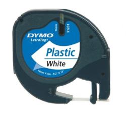 DYMO Banda etichetare 12mm x 4m din plastic alba, DYMO LetraTag