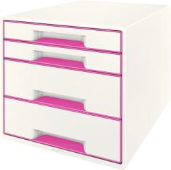 LEITZ Suport documente cu 4 sertare alb/roz, LEITZ WoW Dulap arhivare