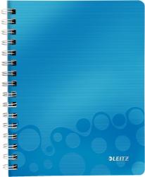 Leitz Caiet A5 cu spira 80 file matematica coperti PP albastru metalizat, LEITZ WoW