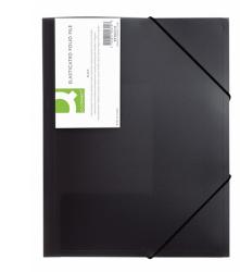 Q-CONNECT Mapa documente din plastic cu elastic negru transparent, Q-CONNECT