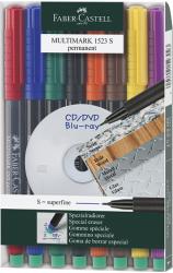 Faber-Castell Marker permanent 8 culori/set varf S, FABER-CASTELL Multimark