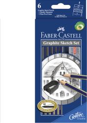 Faber-Castell Set 6 creioane grafit diverse tarii Goldfaber+radiera+ascutitoare, FABER-CASTELL